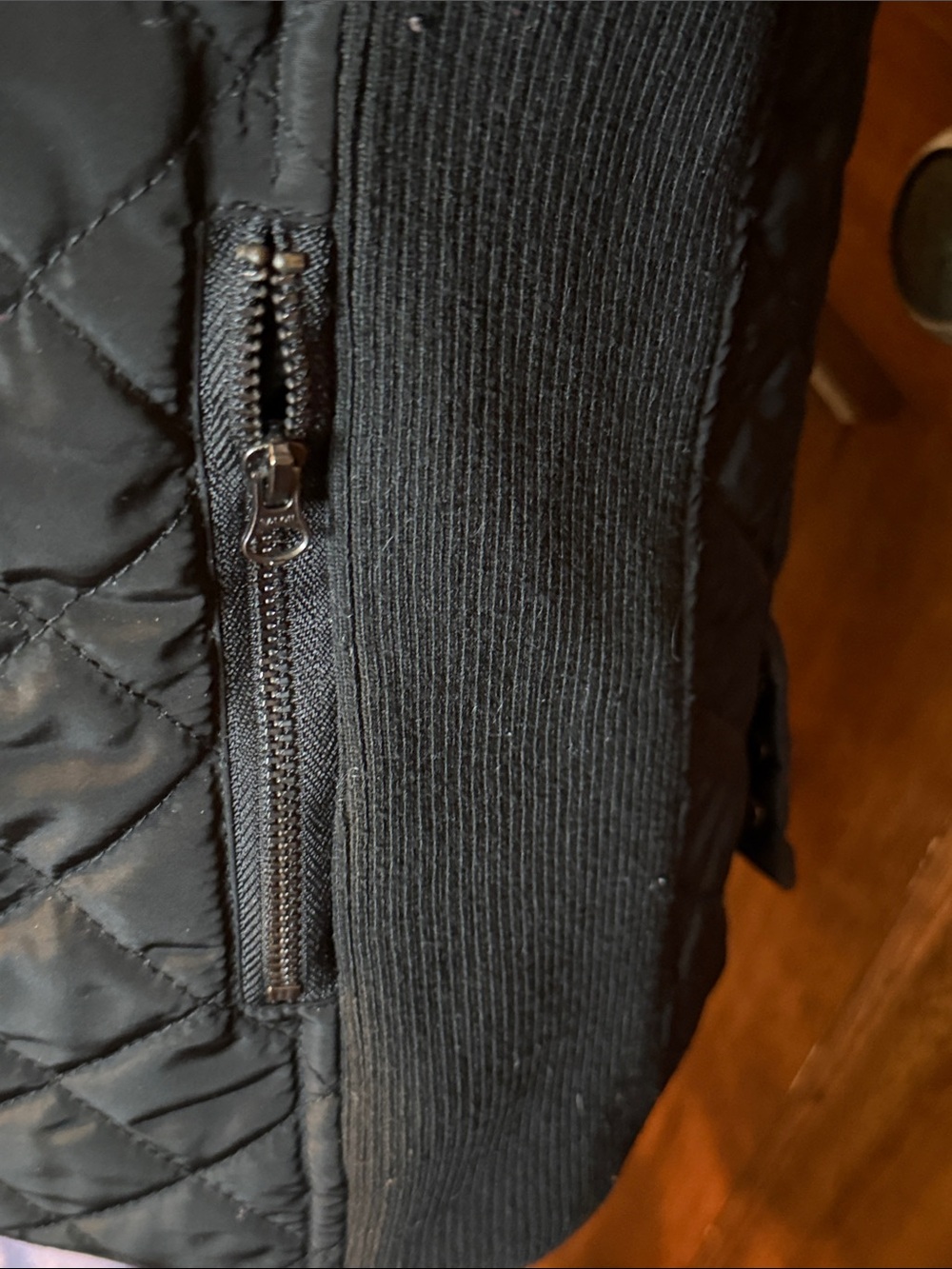 Market & Spruce Black Quilted Zip-Front Vest View 4